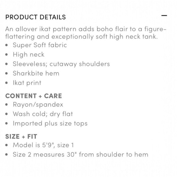 Torrid Super Soft White & Blue Ikat Print Tank Top - Size 1X - Picture 2 of 9